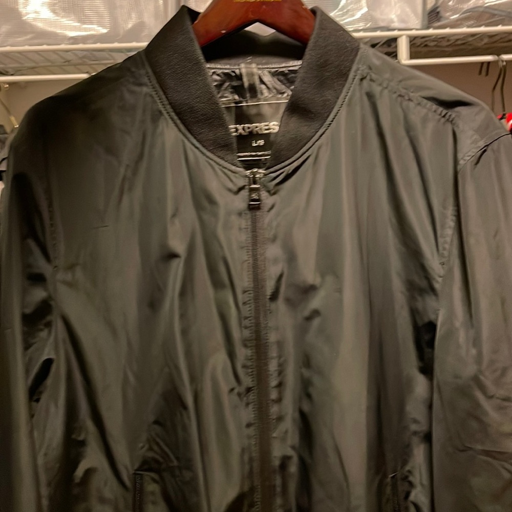 Mens black bomber jacket from Express